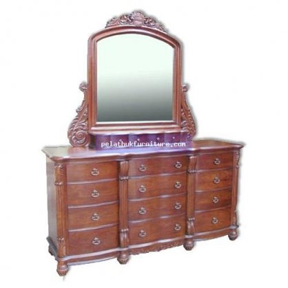 15 Drawer Dresser with Mirror Antique Reproductions  Dressing Tables and Mirrors Indonesia Furniture