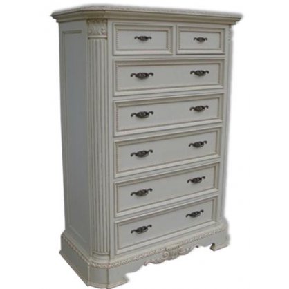 Carved 7 Drawer Tall Chest Painted Finish  Chests Indonesia Furniture