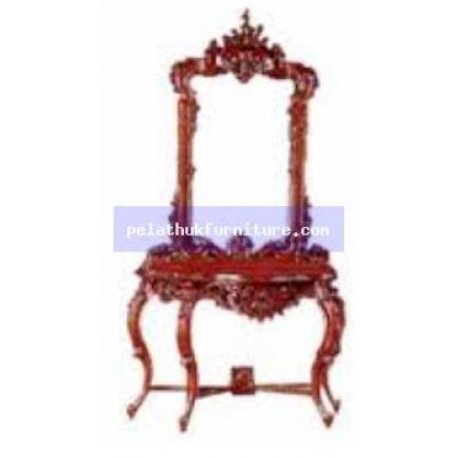 Grape Carved Console with Mirror Antique Reproductions  Dressing Tables and Mirrors Indonesia Furniture