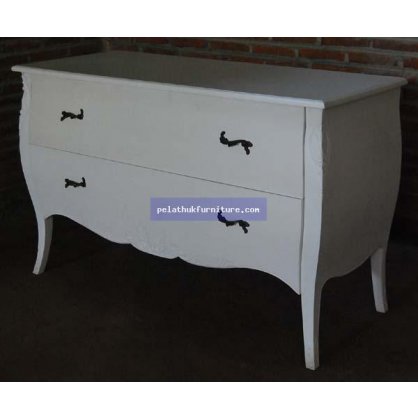 White Bombe Chest Painted Finish  Chests Indonesia Furniture