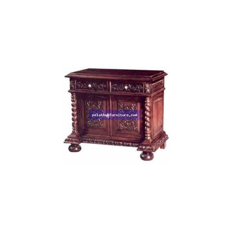 2 Door and Drawer Carved Cabinet Twist Indonesia Furniture