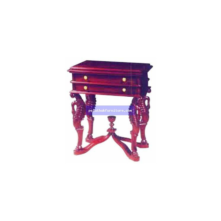 4 swan Leg table with 2 Drawer Indonesia Furniture