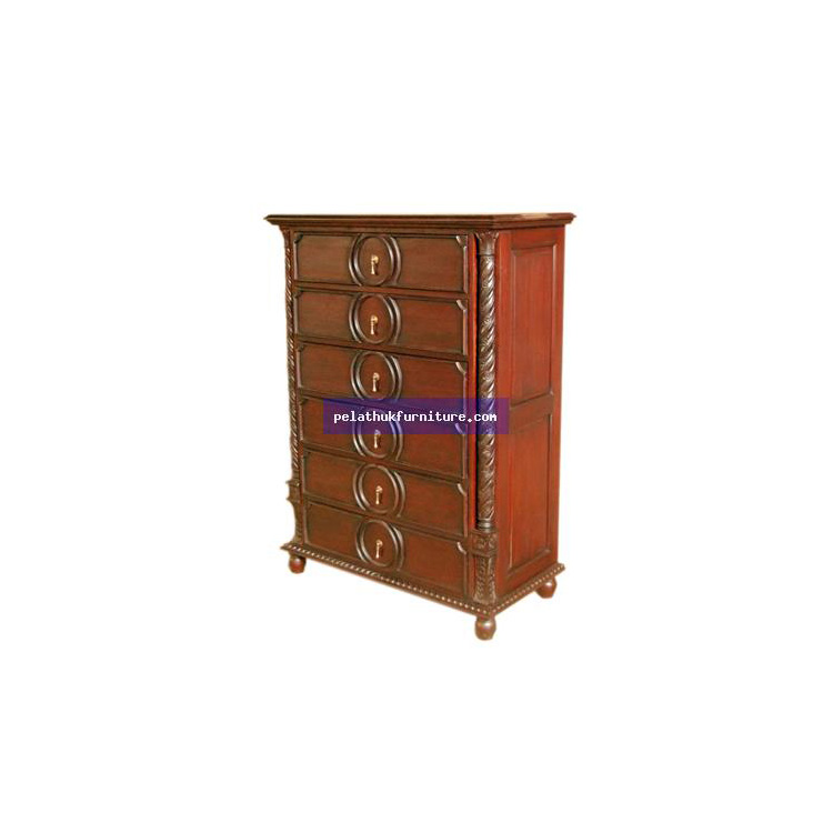 6 Drawer  Column Tall chest Indonesia Furniture