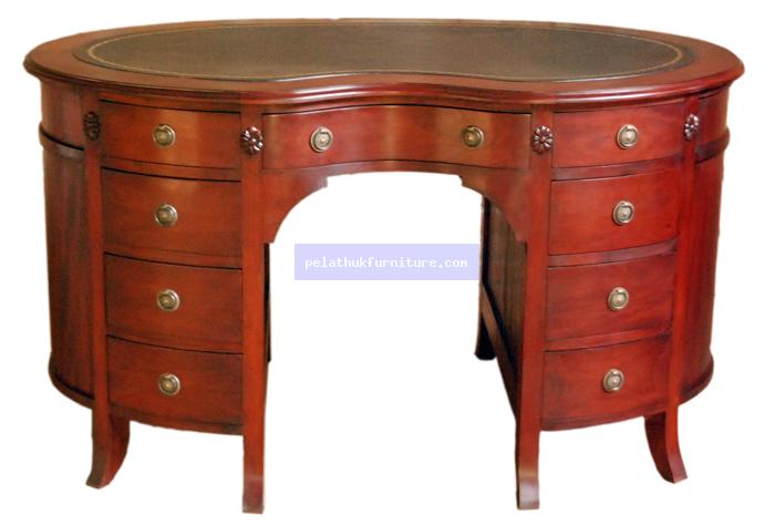 9 Drawer Kidney Desk B Indonesia Furniture
