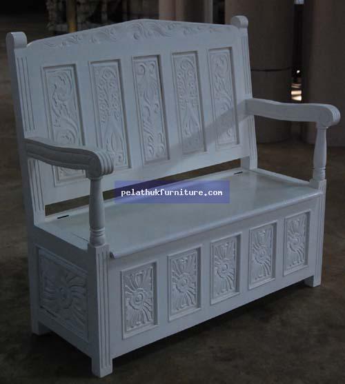 Carved Bench with Storage Seat Indonesia Furniture