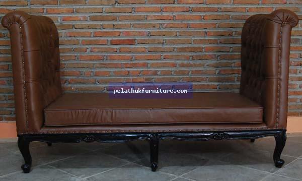 Chesterfield Sofa Bed with Authentic Leather Indonesia Furniture