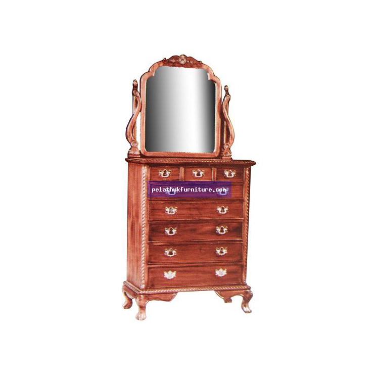 Chippendale 8 Drawer Dresser with Mirror Indonesia Furniture