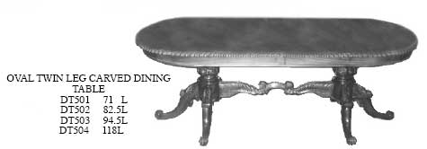 Oval Twin leg Carved Dinning Table Indonesia Furniture