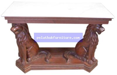 Lion Consolee with Marble Top Indonesia Furniture