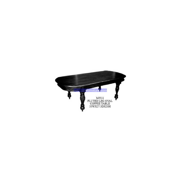 Fluted Leg Oval Coffee Table Indonesia Furniture