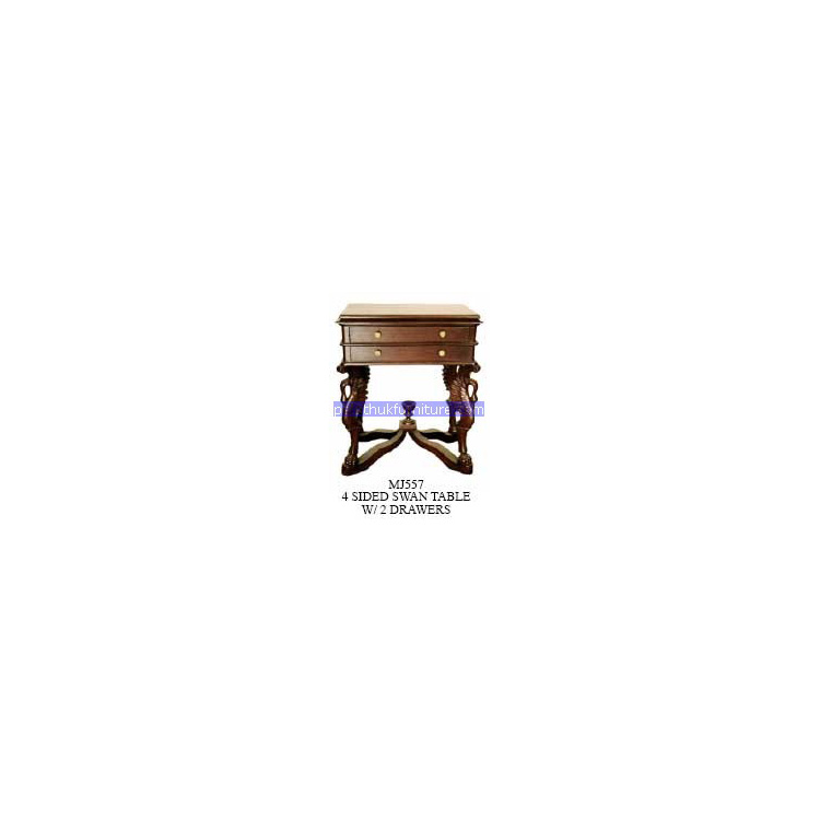 4 side swan table with drawers Indonesia Furniture
