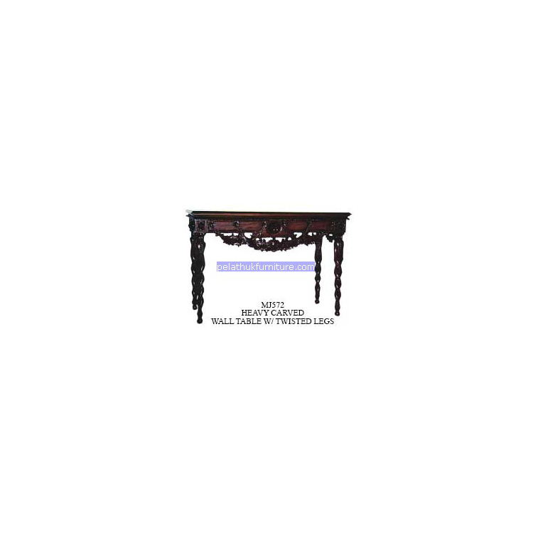Heavy Carved wall table with twisted legs Indonesia Furniture