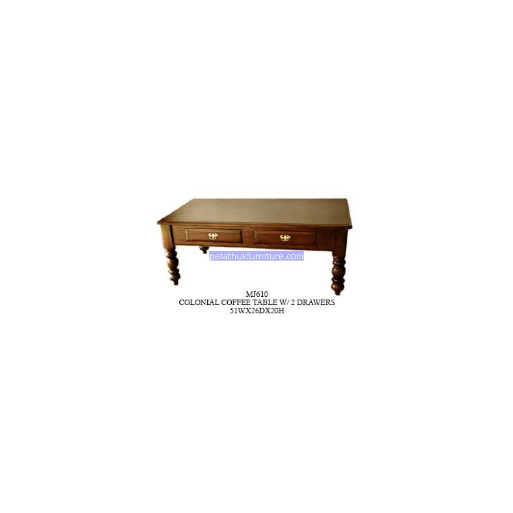 Colonial coffe Table With 2 Drawers Indonesia Furniture