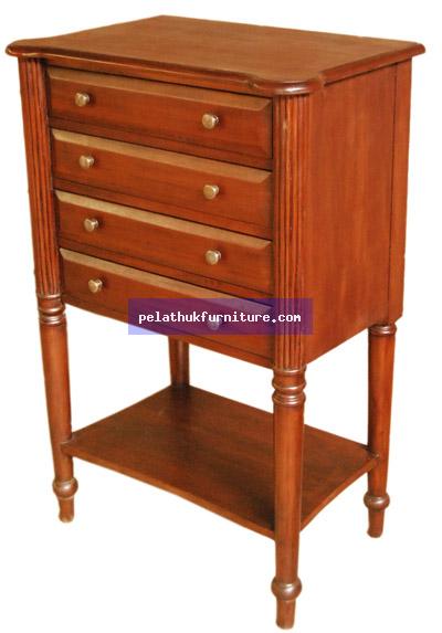 Mahogany 4 Drawer Cabinet with Shelf Indonesia Furniture