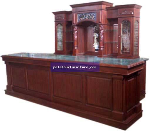 Mahogany Bar with Green Marble Indonesia Furniture