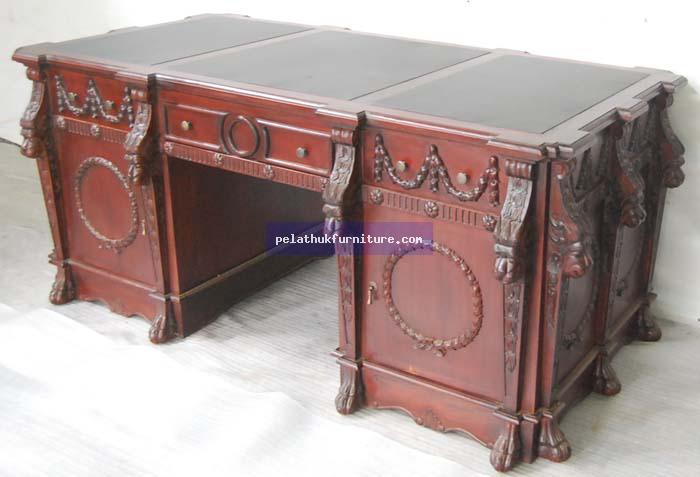 Mahogany Lion Partner Desk Indonesia Furniture