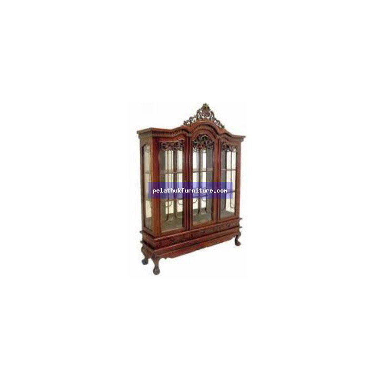 Mahogany Triple Door Showcase Indonesia Furniture