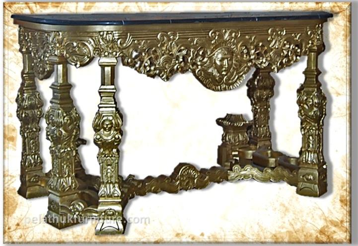 Mask Console with Black Marble Top Indonesia Furniture