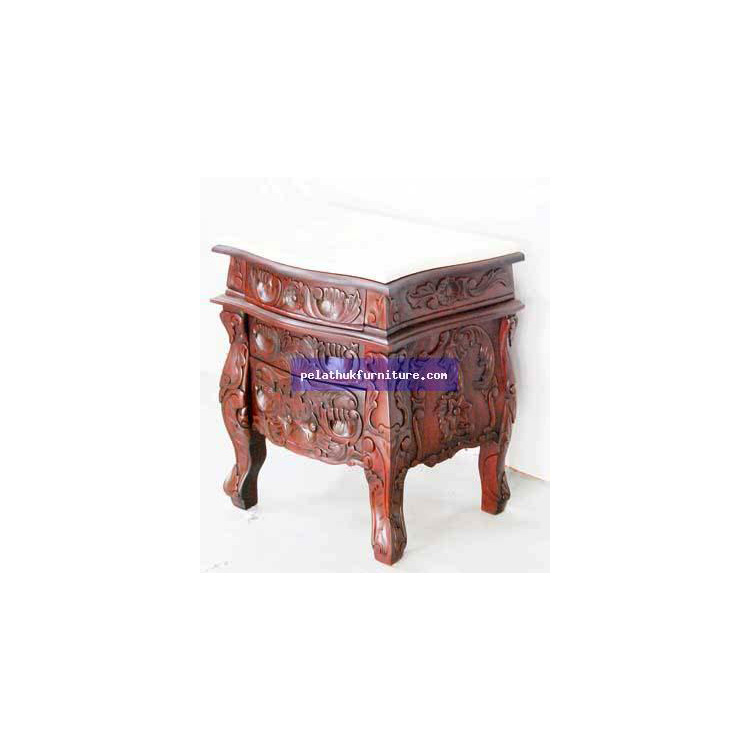 Rococo 3 Drawer Bedsidse Chest Indonesia Furniture