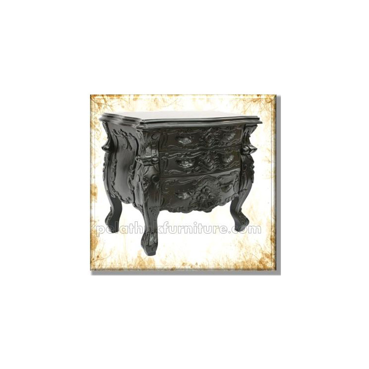 Rococo 3 Drwer Wide Chest Black Indonesia Furniture