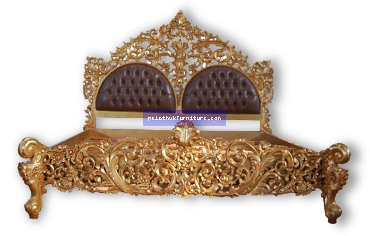 Rococo Bed Gold Finish Indonesia Furniture
