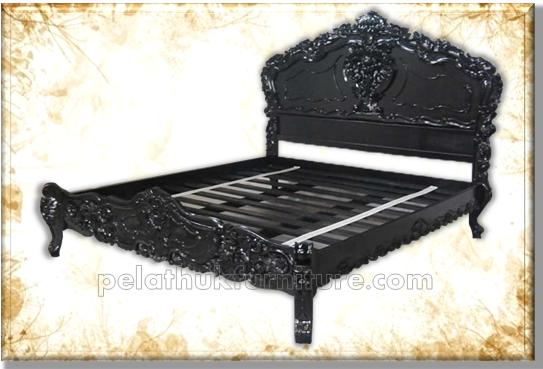 Rococo Bed Queen Black Indonesia Furniture