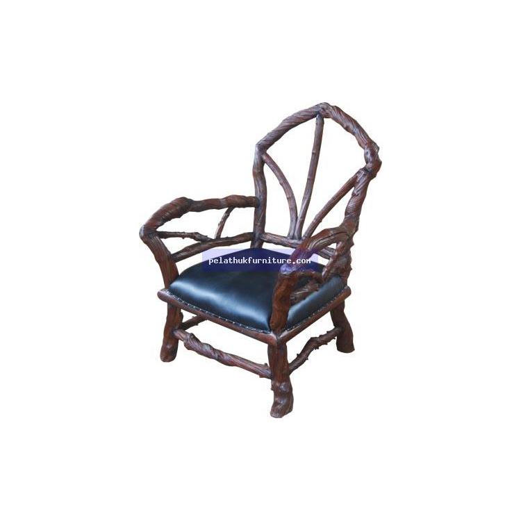 Root Chair with Leather seat Indonesia Furniture