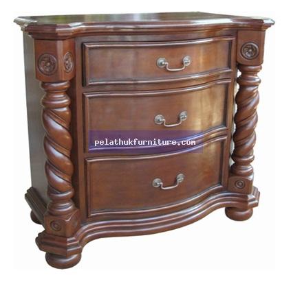 Twisted Pilar 3 drawer Bedside Indonesia Furniture