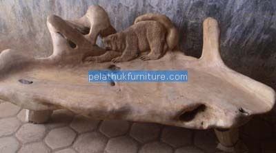 Stump bench With Carving Indonesia Furniture