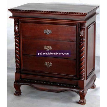 3 Drawer Canopy Nitestand Antique Reproductions  Bedside Chests Indonesia Furniture