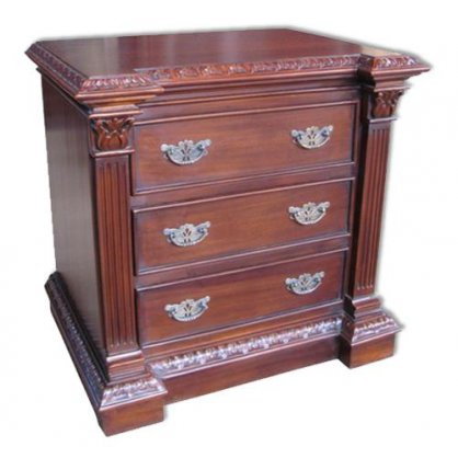 3 Drawer Carved Bedside A Antique Reproductions  Bedside Chests Indonesia Furniture