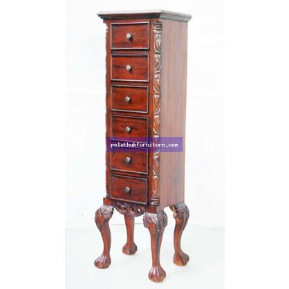 6 Drawer Chippendale Lingerie Chest Antique Reproductions  Bedside Chests Indonesia Furniture