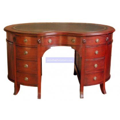 9 Drawer Kidney Desk B Antique Reproductions  Desks, Bureaus and Writing Tables Indonesia Furniture