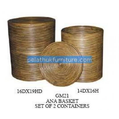 Anna Basket Set of 2 Containers Antique Reproductions   Indonesia Furniture