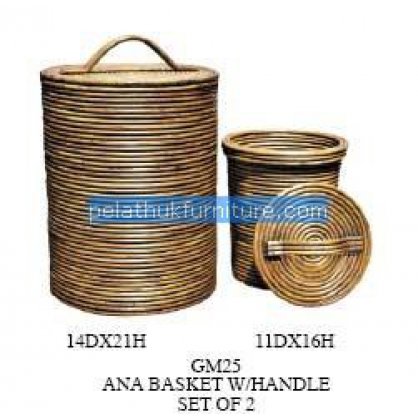 Anna Basket with handle set of 2 Antique Reproductions   Indonesia Furniture