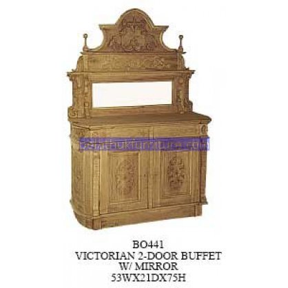Victorian 2 Door Buffet With Mirror Antique Reproductions   Indonesia Furniture