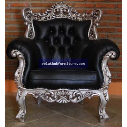 Baroque Arm Chair Gold and Silver Leaf Finish  Chairs and Sofas Indonesia Furniture