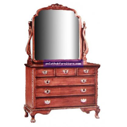 Chippendale 6 Drawer Dresser with Mirror Antique Reproductions  Dressing Tables and Mirrors Indonesia Furniture