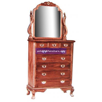 Chippendale 8 Drawer Dresser with Mirror Antique Reproductions  Dressing Tables and Mirrors Indonesia Furniture
