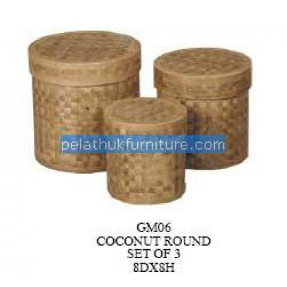 Coconut Round Set of 3 Antique Reproductions   Indonesia Furniture