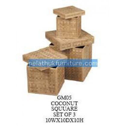 Coconut Square set of 3 Antique Reproductions   Indonesia Furniture