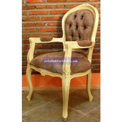 Cream Louis Arm Chair Painted Finish  Chairs and Sofas Indonesia Furniture
