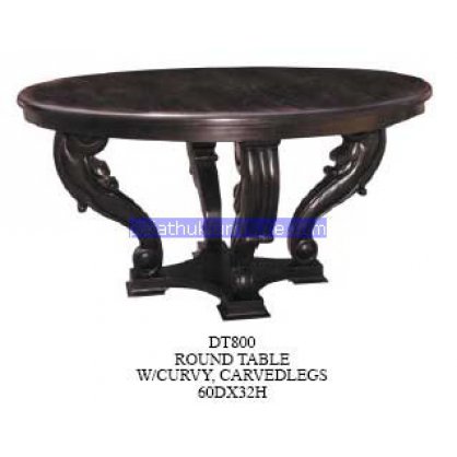 Round Table with curvy Carvedlegs Antique Reproductions   Indonesia Furniture