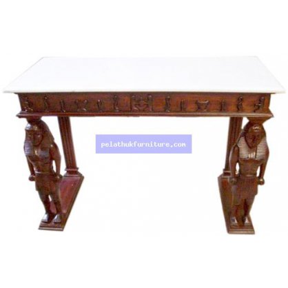 Egyptian Console Table with Marble Antique Reproductions  Side Tables, Small Tables and Consoles Indonesia Furniture