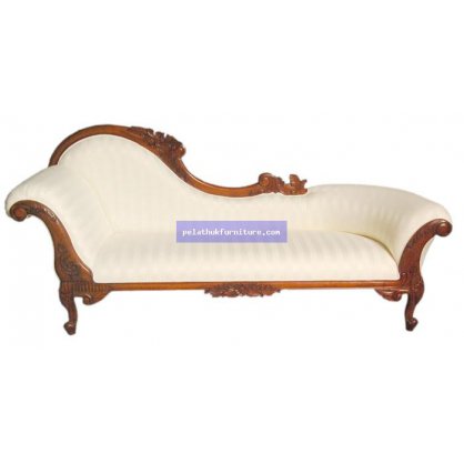 Flower Carved Single Ended Sofa Antique Reproductions  Chairs, Stools and Sofas Indonesia Furniture