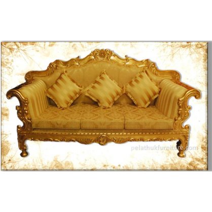 Gold 3 Seater Sofa Gold and Silver Leaf Finish  Chairs and Sofas Indonesia Furniture