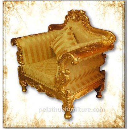 Gold One Seater Sofa Gold and Silver Leaf Finish  Chairs and Sofas Indonesia Furniture