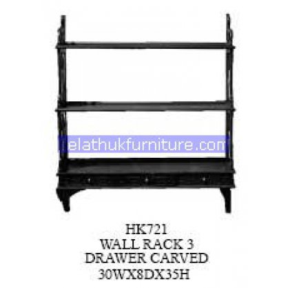 Wall Rack 3 Drawer Carved Antique Reproductions   Indonesia Furniture