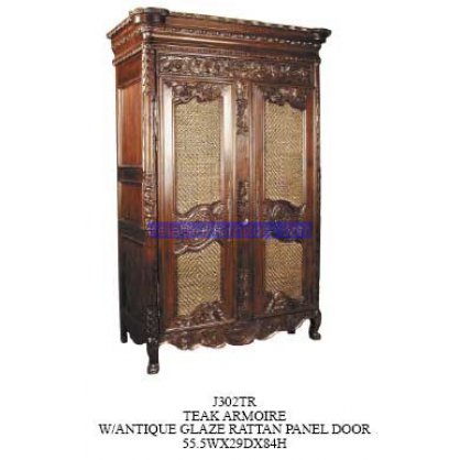 Teak Armoire With Antique Glaze Panel Door Antique Reproductions   Indonesia Furniture