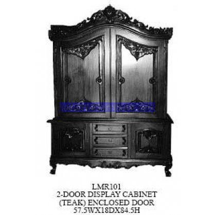 2 Door Display Cabinet (teak) Enclosed Door Antique Reproductions   Indonesia Furniture